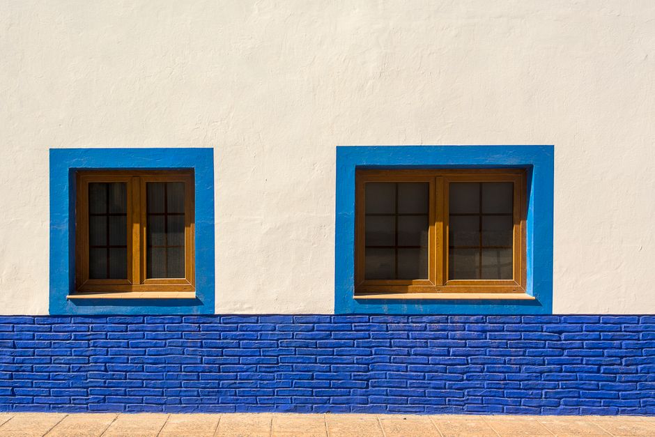 Close view of a painted wall and window