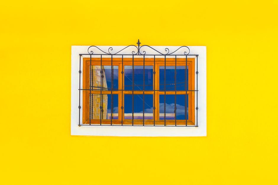 Painted door and wall on a house exterior